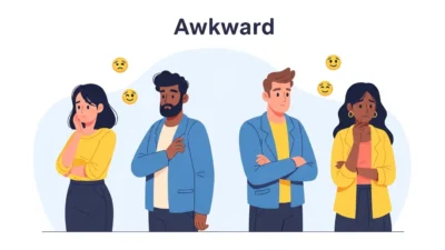 Awkward meaning shown through an uncomfortable social situation